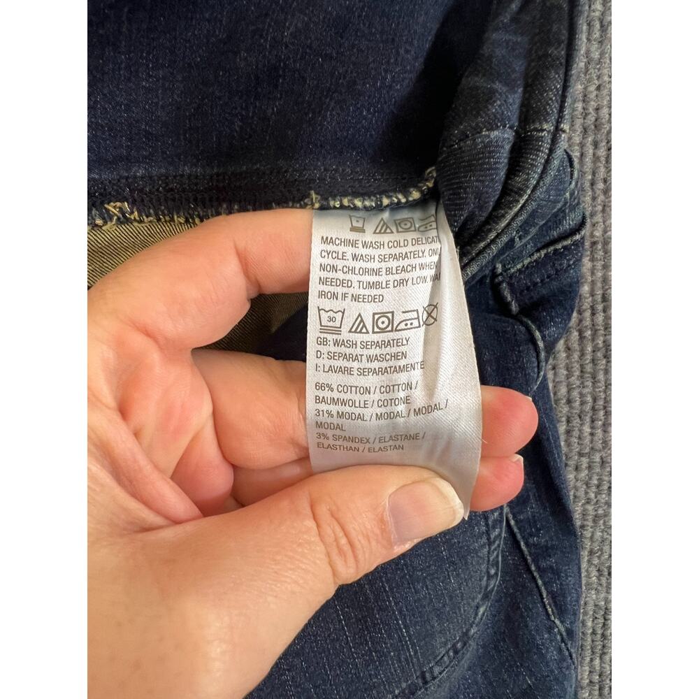 Belle Kim Gravel Jeans Womens 2 Petite 2P Baby Boot Cut Blue Dark Wash Mid Rise - Picture 10 of 12